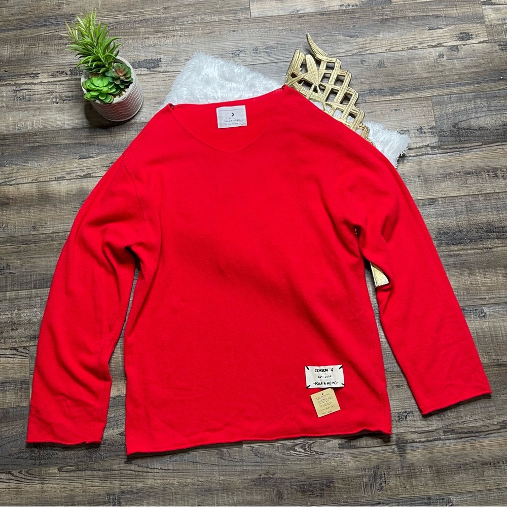 Pola & Romo Red Pullover Oversize Sweater Tunic